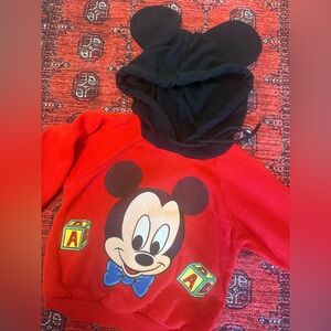 Vintage Disney Mickey Mouse Red Sweatshirt With Mickey Ears! 🥹♥️